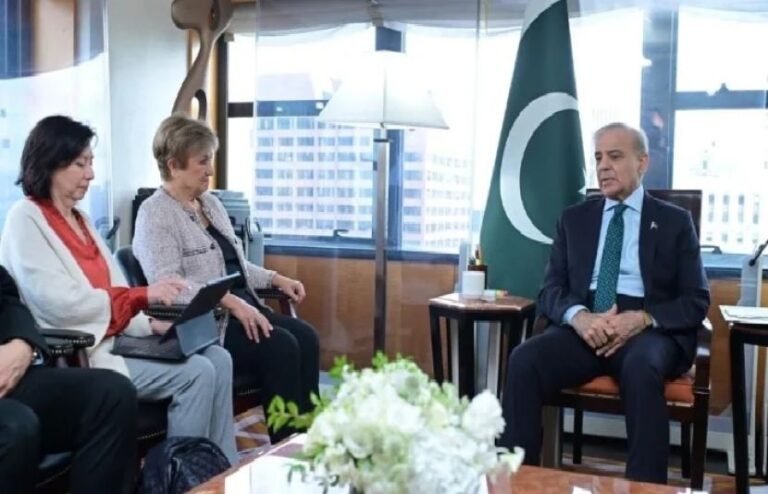 وزیراعظم کی آئی ایم ایف کی منیجنگ ڈائریکٹر سے ملاقات، پاکستان کے آئندہ آئی ایم ایف پروگرام جائزے، اصلاحات آگے بڑھانے پر تبادلہ خیال