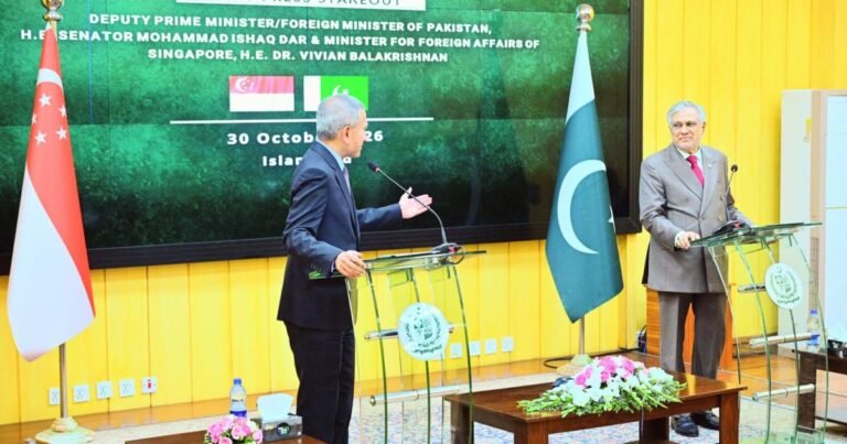 پاکستان، سنگاپور کے درمیان آفات سے نمٹنے کے شعبے میں تعاون کی یادداشت کا تبادلہ