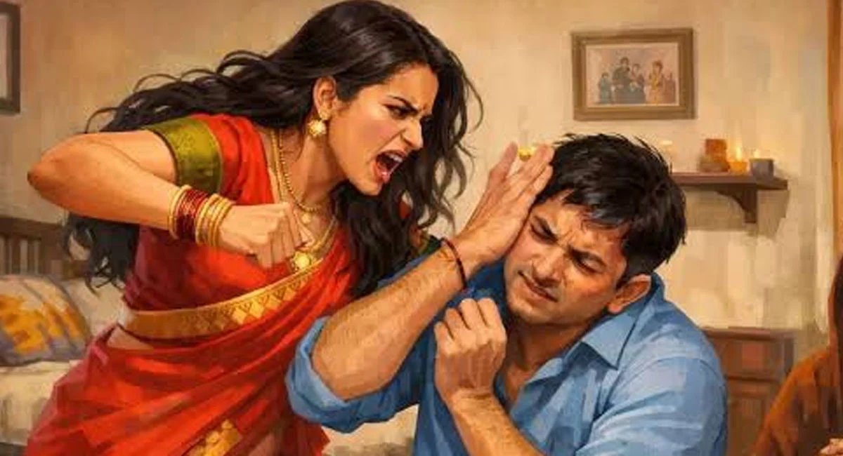 wife beat husband