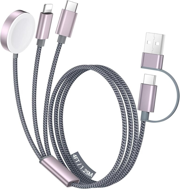 Temdan for Travel Vacation Essentials,3 in 2 USB C Cable for Apple Watch Charger/iPhone 16 Charger/Lightning,Multi Charging Cable Cord,Camping Essentials,Portable Designed for iWatch &iPhone 16-12-4FT