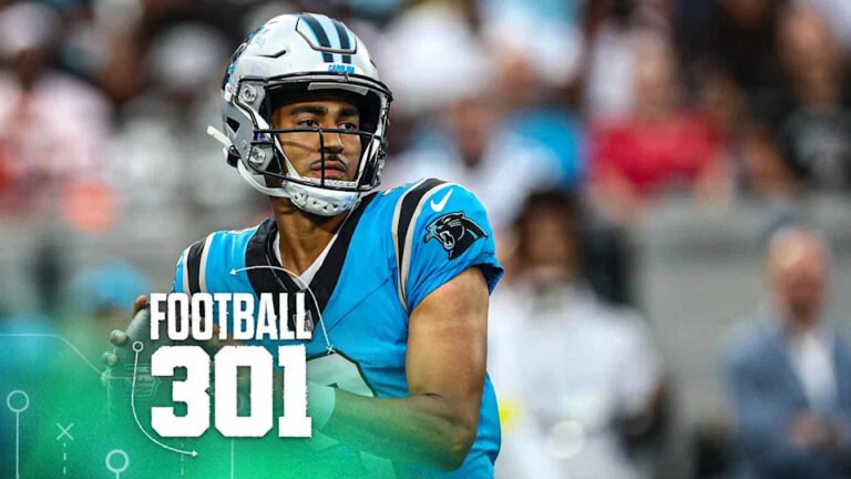 CHARLOTTE, NORTH CAROLINA - AUGUST 08: Quarterback Bryce Young #9 of the Carolina Panthers drops to pass in the first half during the NFL Preseason 2025 game against the Cleveland Browns at Bank of America Stadium on August 08, 2025 in Charlotte, North Carolina. (Photo by Jared C. Tilton/Getty Images)