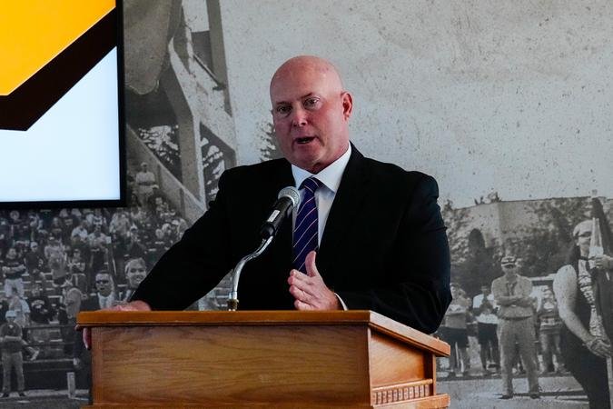 Head Coach Jay Sawvel at Fall Sports Media Day - University of Wyoming Athletics