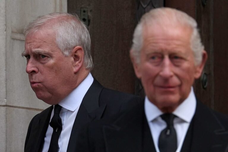 Britain’s Prince Andrew and King Charles. Photo: AFP