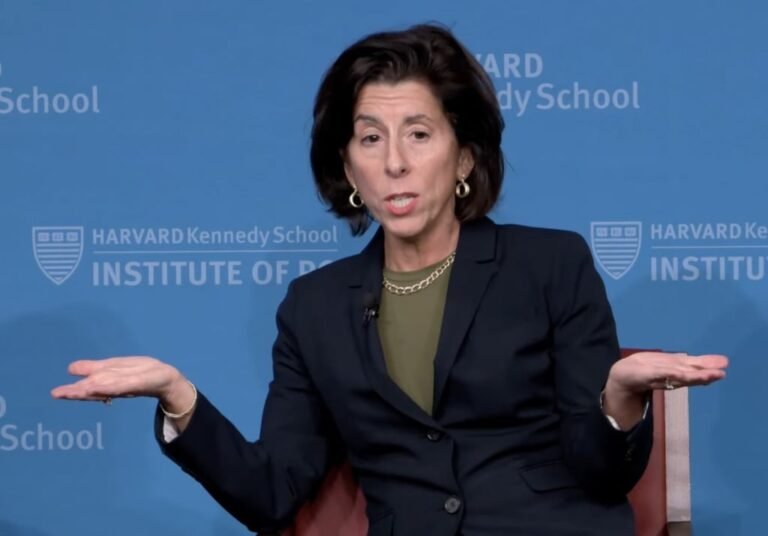 Former US Commerce Secretary Gina Raimondo during a talk at the Harvard Kennedy School on Tuesday. Photo: YouTube