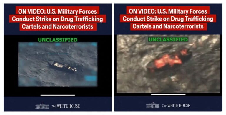 US forces have carried out strikes against at least five alleged drug-smuggling boats in the Caribbean that have left 27 people dead. Photos: White House via Reuters