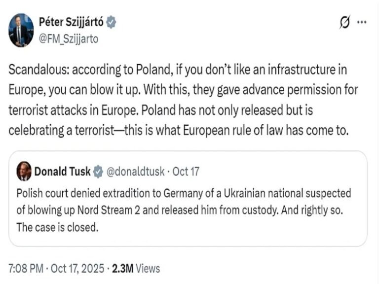 Hungary justly rages against Poland ruling on Nord Stream suspect