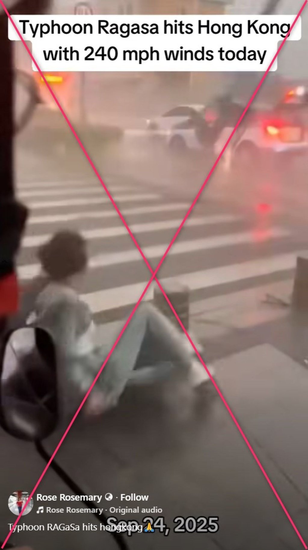 A screenshot of the reel with lines drawn through by the Post. Photo: Facebook/SCMP composite