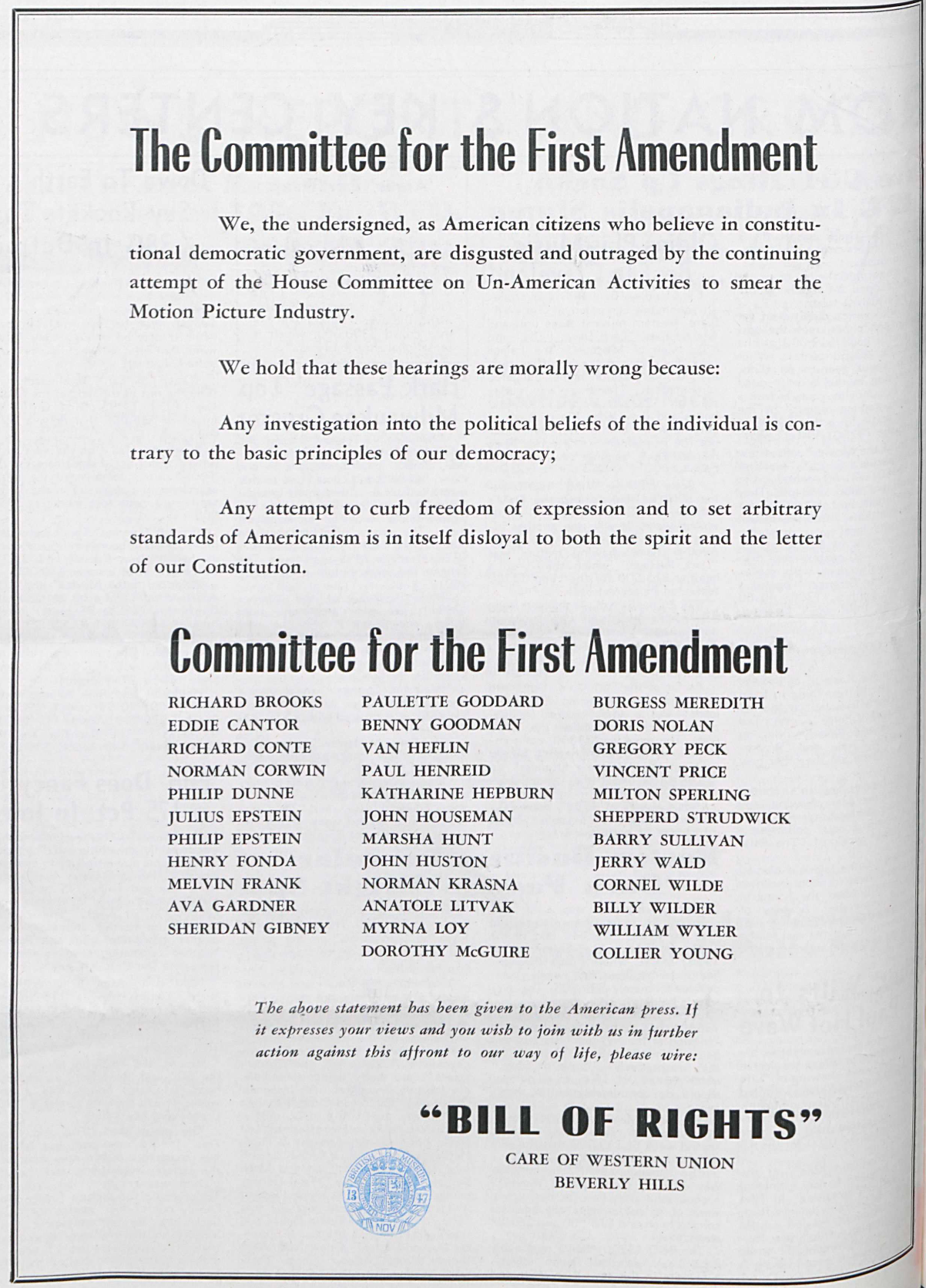 Hollywood’s First Amendment Crusaders Are Back