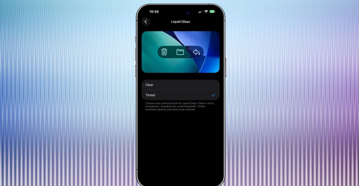 Apple adds a new toggle to make Liquid Glass less glassy