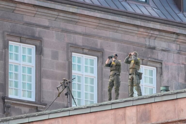 Armed security personnel guarding the gathering of European leaders. Photo: EPA