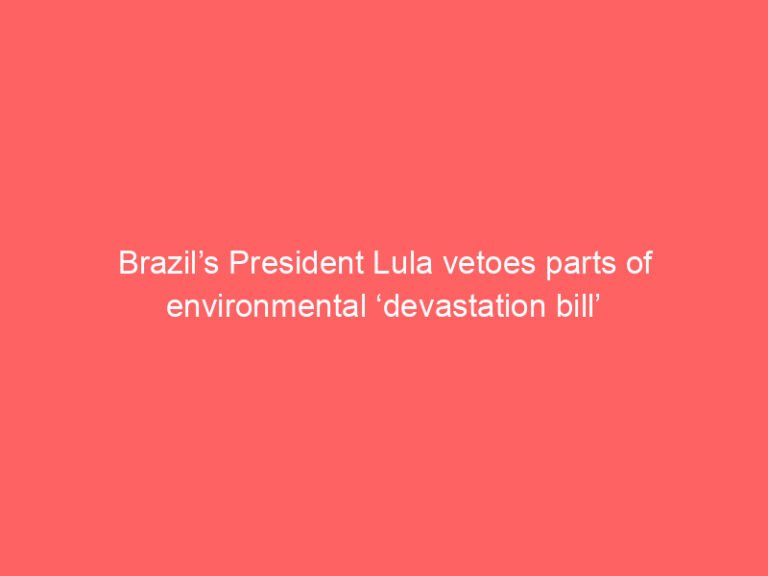 Brazil’s President Lula vetoes parts of environmental ‘devastation bill’