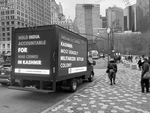 NY digital ads trucks beam Kashmir freedom messages | The Express Tribune