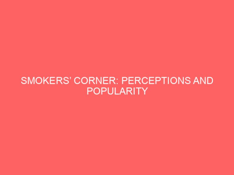 SMOKERS’ CORNER: PERCEPTIONS AND POPULARITY