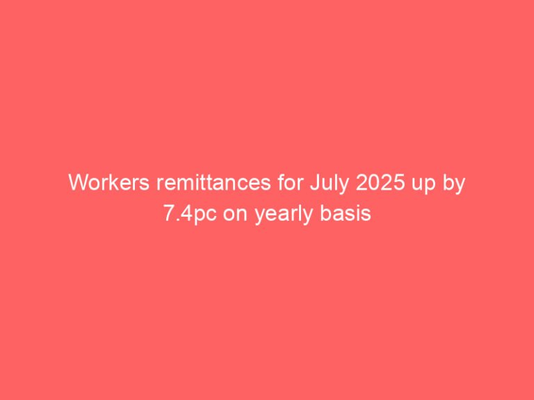 Workers remittances for July 2025 up by 7.4pc on yearly basis