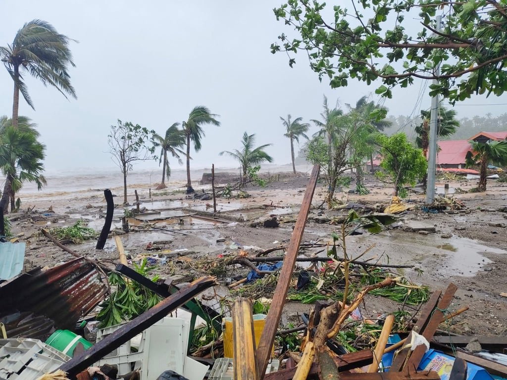 An area affected by Typhoon Fung-wong in Catanduanes on Sunday. Photo: Handout via Xinhua