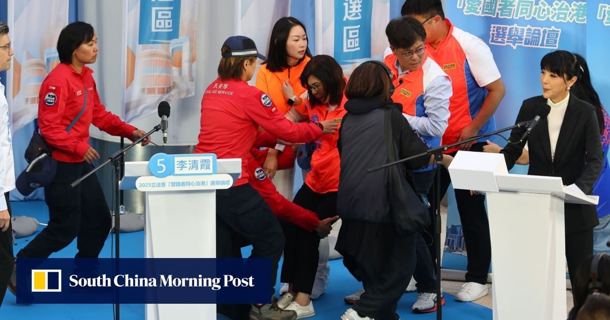 Hong Kong Legco election forum presses on after candidate collapses mid-speech