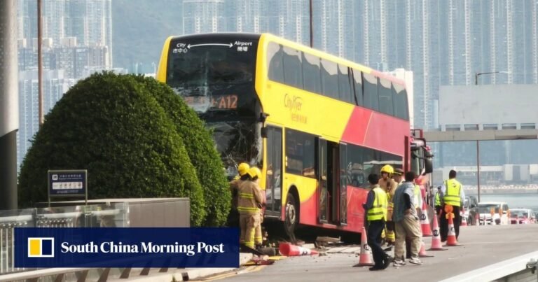 Bus driver arrested after crash near Hong Kong airport leaves 18 injured