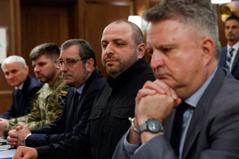 The Ukrainian delegation at the weekend talks. Photo: Reuters